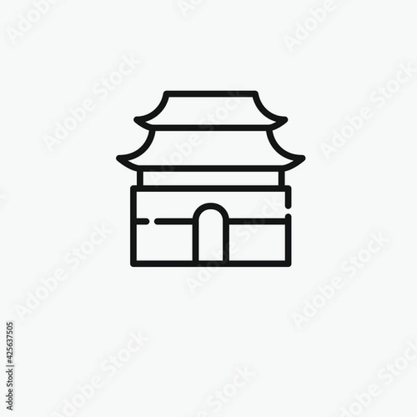 Fototapeta japanese traditional house vector icon.  Editable stroke. Linear style sign for use on web design and mobile apps, logo. Symbol illustration. Pixel vector graphics - Vector