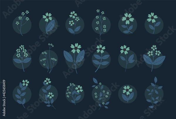 Obraz Green And Blue Flower Set