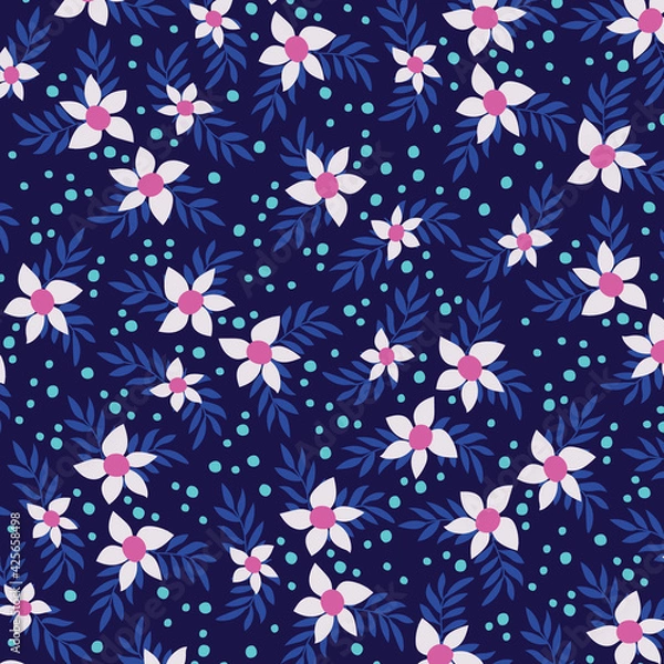 Obraz Pink and Purple Seamless Flower Pattern