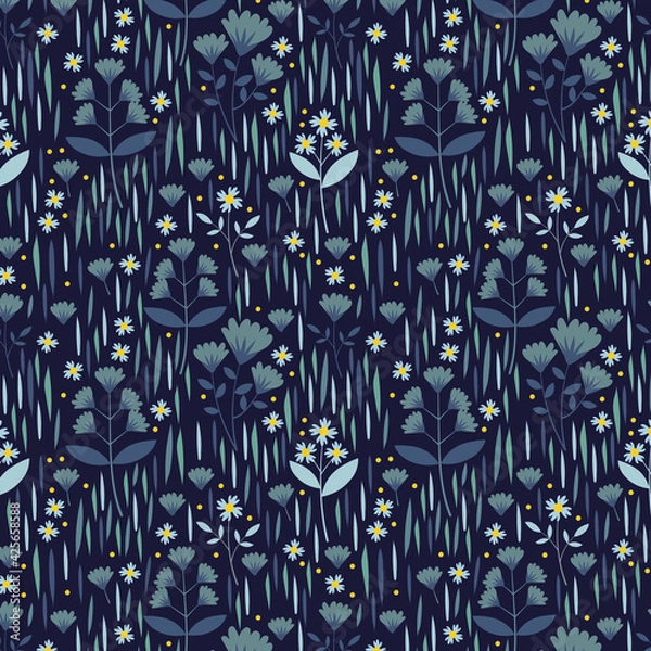 Obraz Seamless Blue Floral Pattern