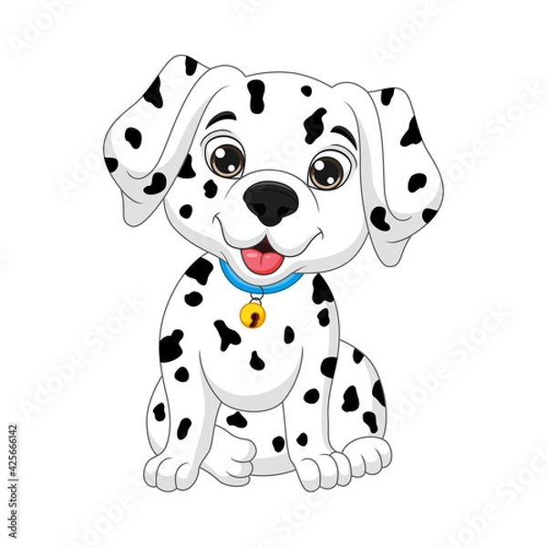 Obraz Cute baby dalmatian cartoon on white background