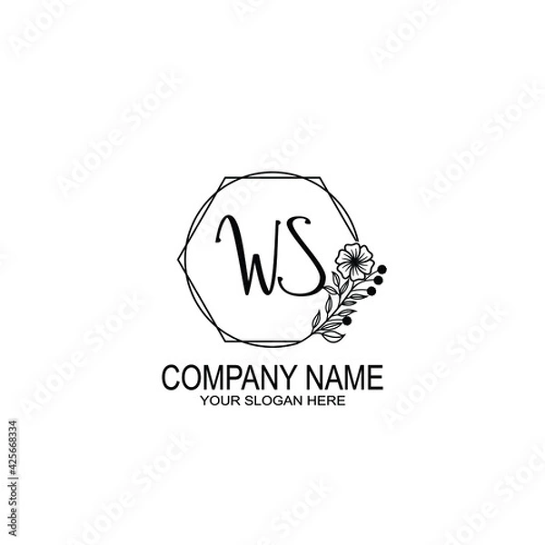 Obraz WS Initials handwritten minimalistic logo template vector