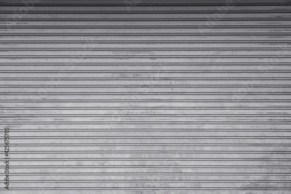 Fototapeta Corrugated grey metal sheet, Slide door, Roller shutter texture background