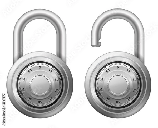 Obraz Padlock with combination lock wheel