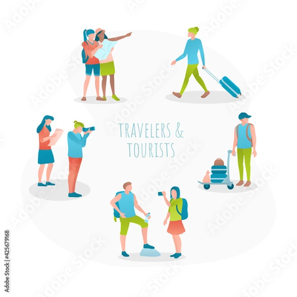 Obraz Travel concept flat design vector illustration set