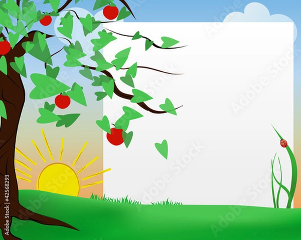 Obraz Apple tree on nature with notepad