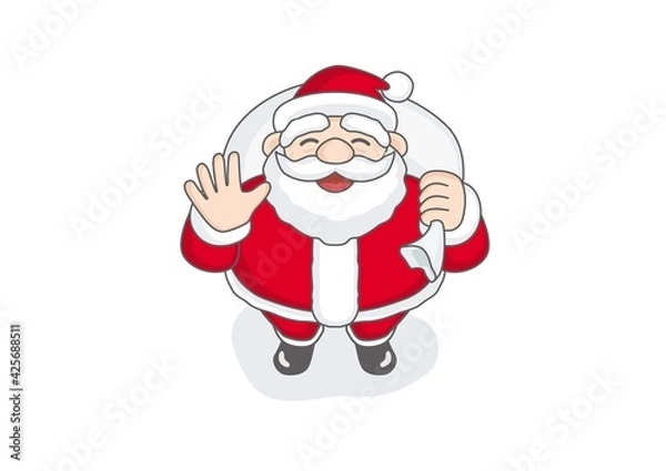 Obraz 笑顔で手を振るサンタクロースのイラスト