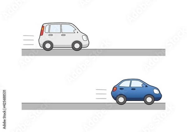 Obraz 走るクルマ2台のイラスト