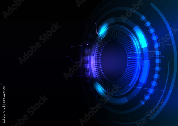 Fototapeta Abstract background. Future technology digital network system communication innovation vector illustration. Dark blue tone. Copy space.