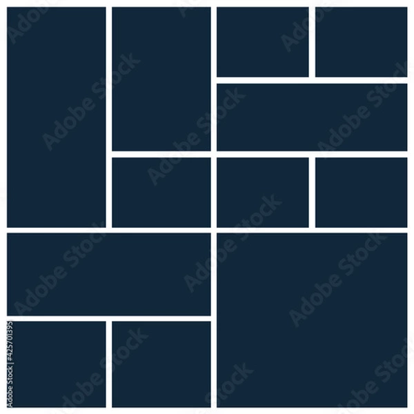 Obraz Photo collage mosaic grid template board picture frame. Border collage photo layout background