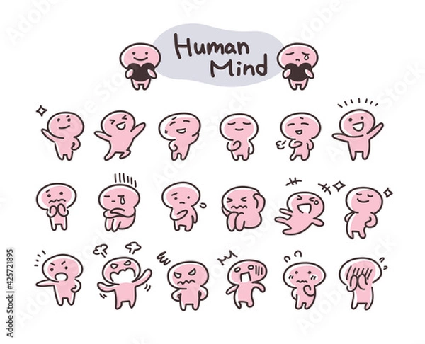 Obraz シンプルな 棒人間の  メンタル 感情 イラスト