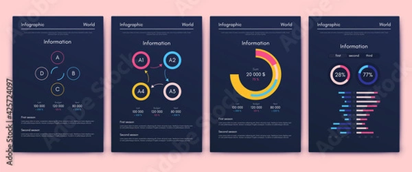 Fototapeta Modern infographic vector elements for business brochures. Use in website, corporate brochure, advertising and marketing..