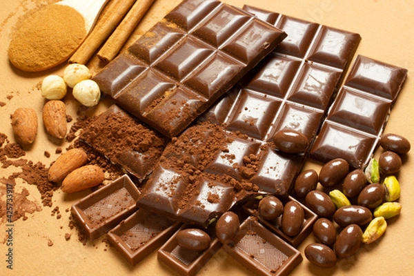 Fototapeta Chocolate milk. Studio shoot. Background, texture ..