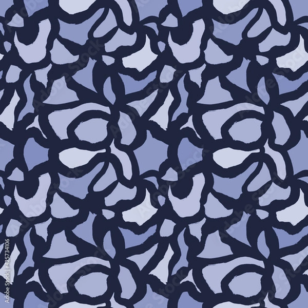 Fototapeta Seamless hand-drawn geometric patterns in blue tones. Beautiful stylish design for fabrics, textiles, boys goods, wrapping paper, home decor, posters, wallpapers, scrapbooking
