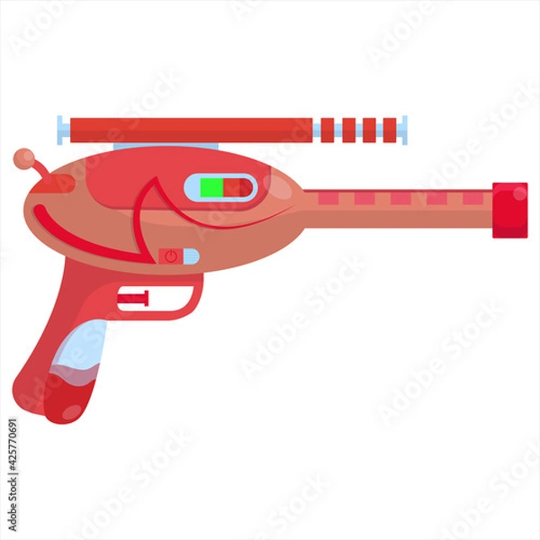 Fototapeta Vector concept illustration of a blaster. a bright drawing in the cartoon style of weapons. alien gun for game design.
