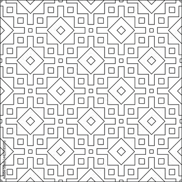 Obraz Geometric vector pattern with triangular elements. Seamless abstract ornament for wallpapers and backgrounds. Black and white colors. 