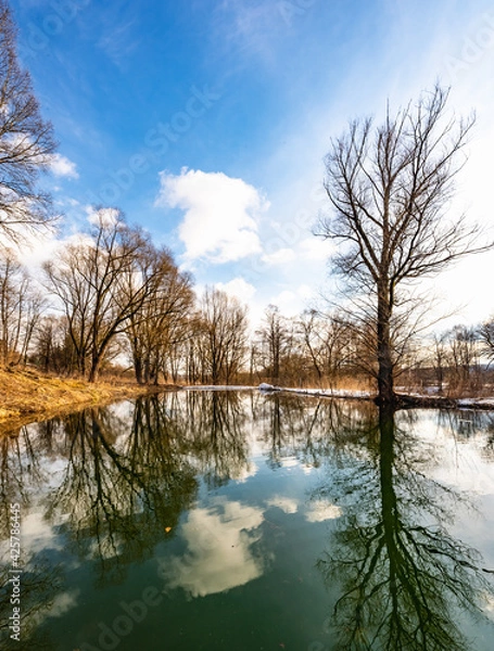 Obraz wooden bridge to the reservoir