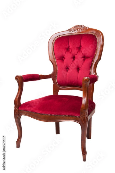 Obraz A red ancient armchair on a white background