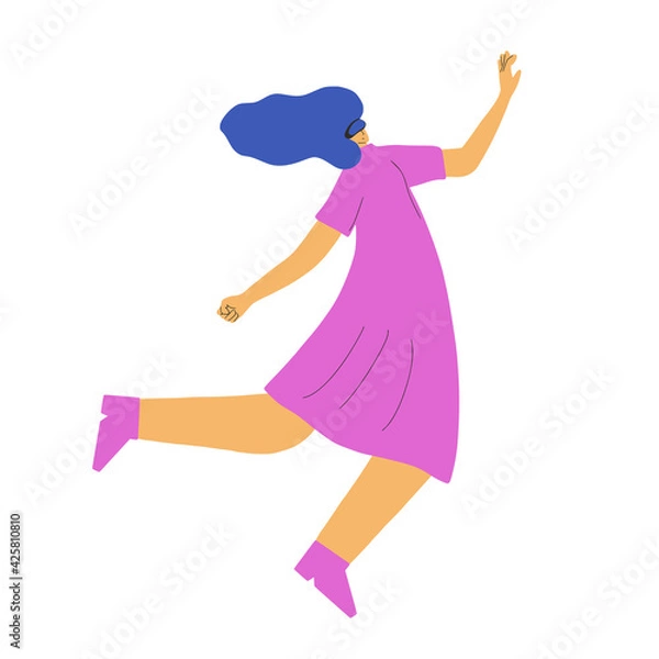 Fototapeta Woman with vr glasses. Vector virtual reality set