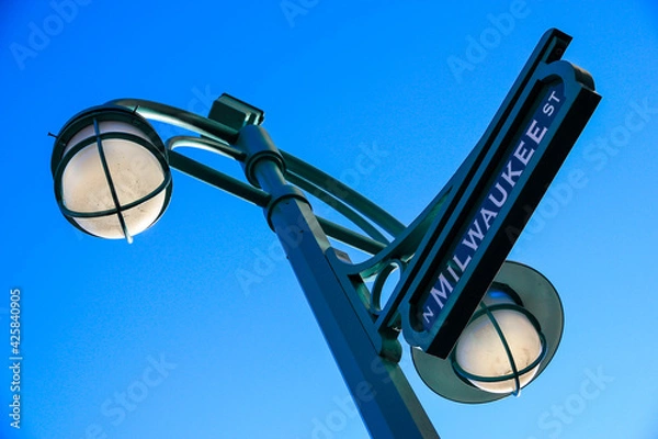 Obraz Street lamp and sign