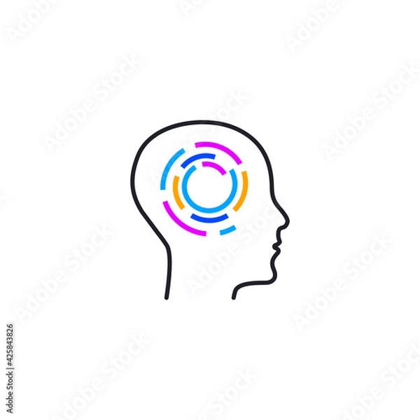 Fototapeta Profile of a man with maze in his head