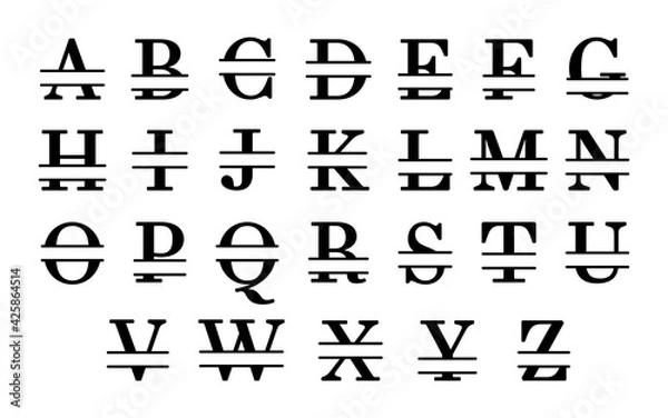Fototapeta Split monogram alphabet, Split monogram font, Split letters, Family monogram, Initial monogram