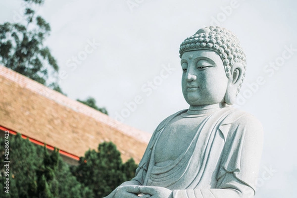 Obraz buddha statue gray chinese temple