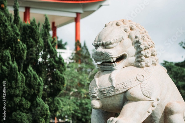 Obraz lion chinese statue  temple