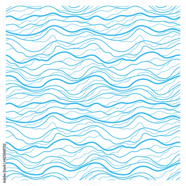 Fototapeta Seamless pattern with blue linear waves. Repeating texture. Figure for textiles.