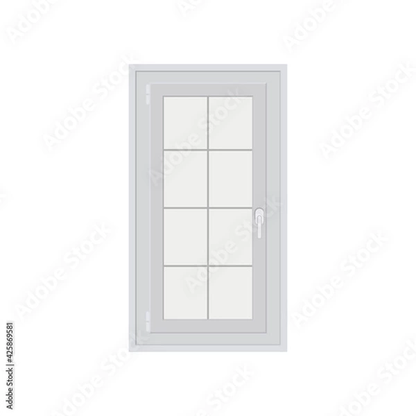 Fototapeta Windows with white frames set vector illustration. Various types plastic windows collection. Vector illustration.