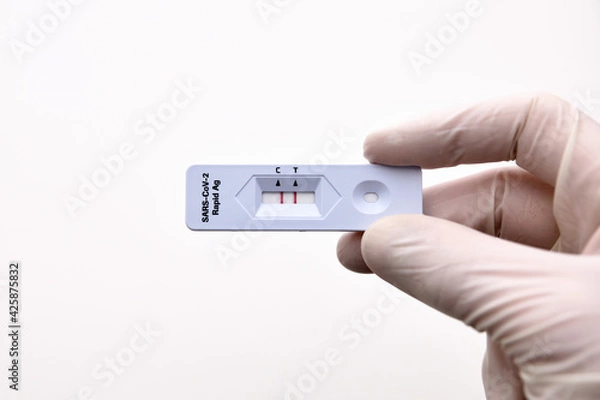 Obraz COVID-19 virus disease healthcare check, Coronavirus global pandemic outbreak, Rapid Test,Quick Antigen Detection Testing RADT,patient fast antibody specimen serology analysis