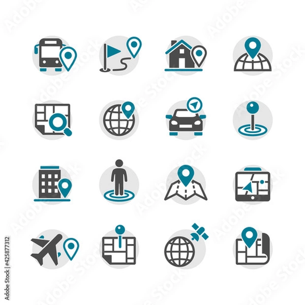 Fototapeta Navigation and Map icons set
