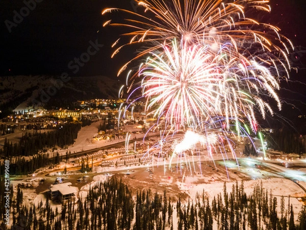 Obraz Aerial view of fireworks celebration