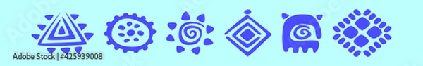 Fototapeta set of hawaii tribal cartoon icon design template with various models. vector illustration isolated on blue background