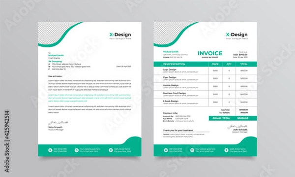 Obraz Travel agency branding identity letterhead and invoice template