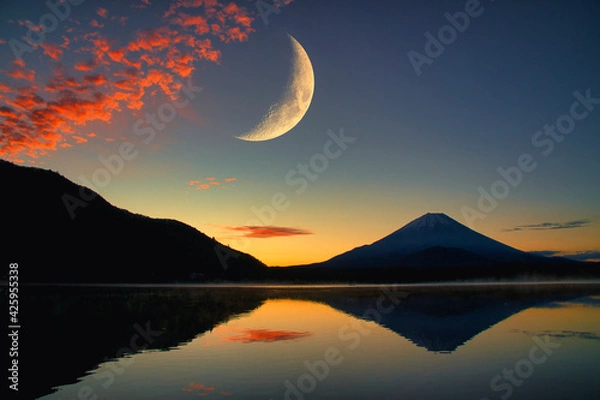 Fototapeta 富士山と月合成