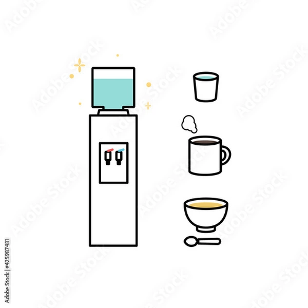 Obraz ウォーターサーバーとカップたちイラスト素材