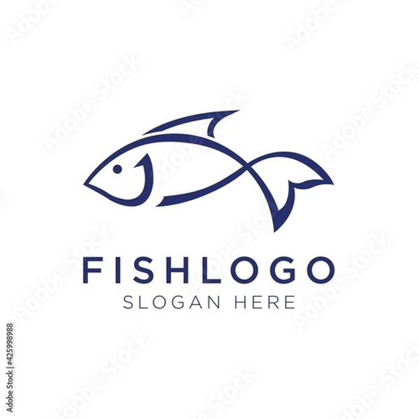 Obraz fish jumping logo vector illustration