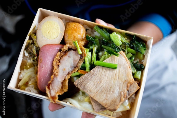 Obraz Taitung famous take away rice box on the train. Taiwan's delicious bento.