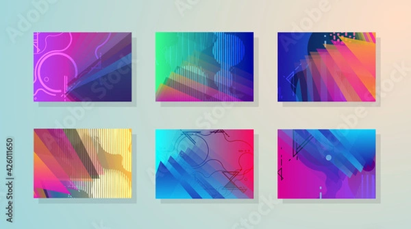 Fototapeta Modern set of abstract covers. Abstract shapes composition. Futuristic minimal design. Eps10
