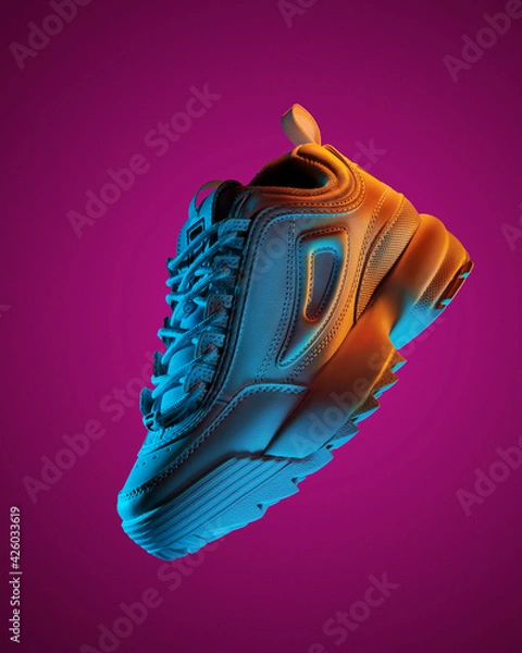 Obraz floating fashion sneakers in neon lights