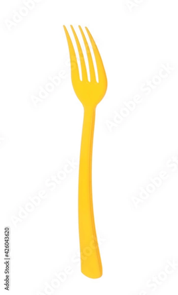 Fototapeta Plastic fork on white background