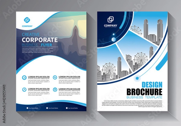 Fototapeta Business abstract vector template. Brochure design, cover modern layout, annual report, poster, flyer in A4 with colorful triangles, geometric shapes for tech, science, market with light background
