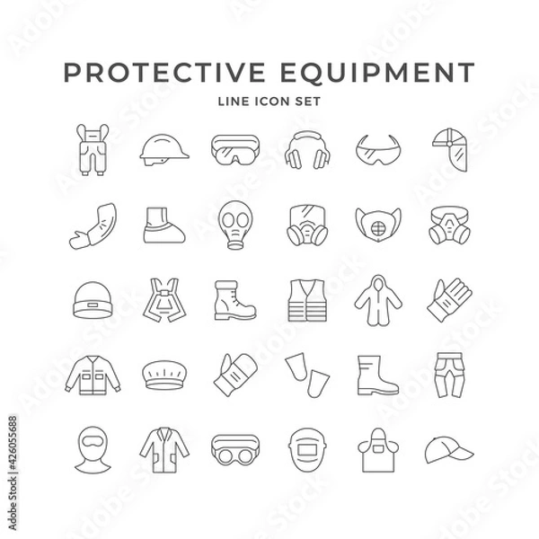 Obraz Set line icons of personal protective equipment