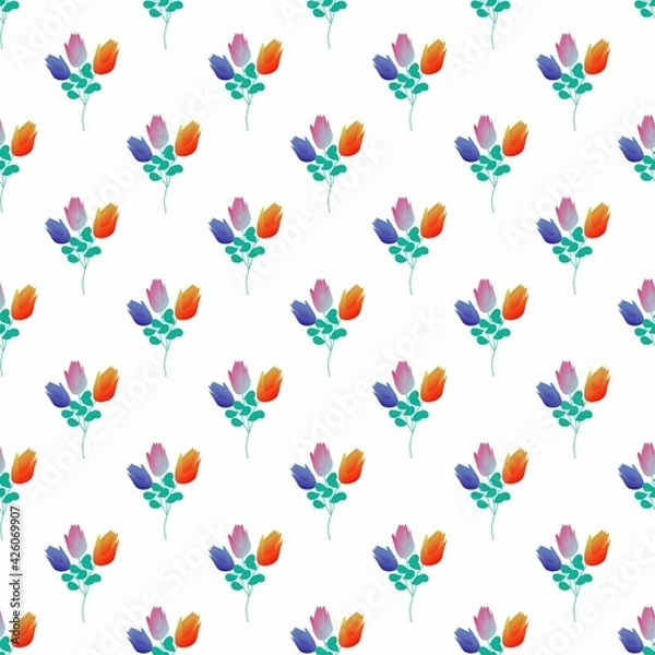 Fototapeta Seamless Pattern With Floral Motifs able to print for cloths, tablecloths, blanket, shirts, dresses, posters, papers.