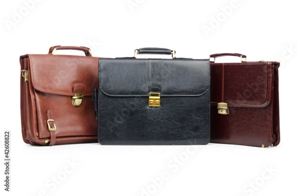 Fototapeta Business concept with briefcase on white