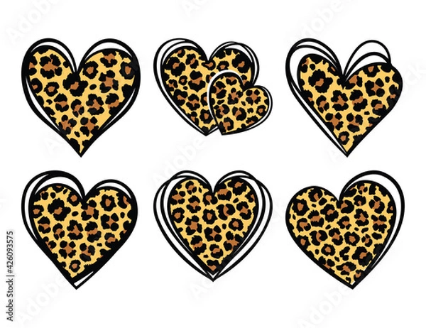 Fototapeta Vector Leopard Prints, Leopard Hearts, Cheetah Prints
