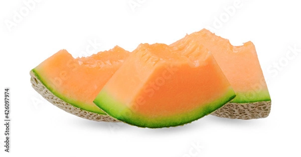 Fototapeta Slice orange melon isolated on white with clipping path