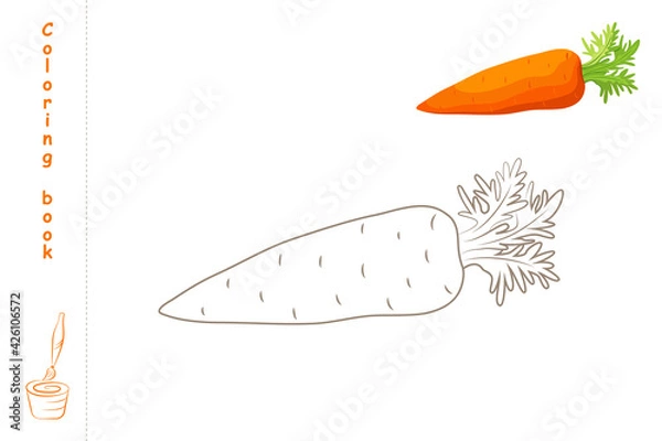 Fototapeta Coloring book carrot with example