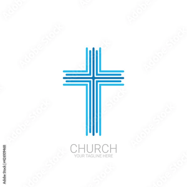Obraz Abstract christian cross logo vector template. Church logo.